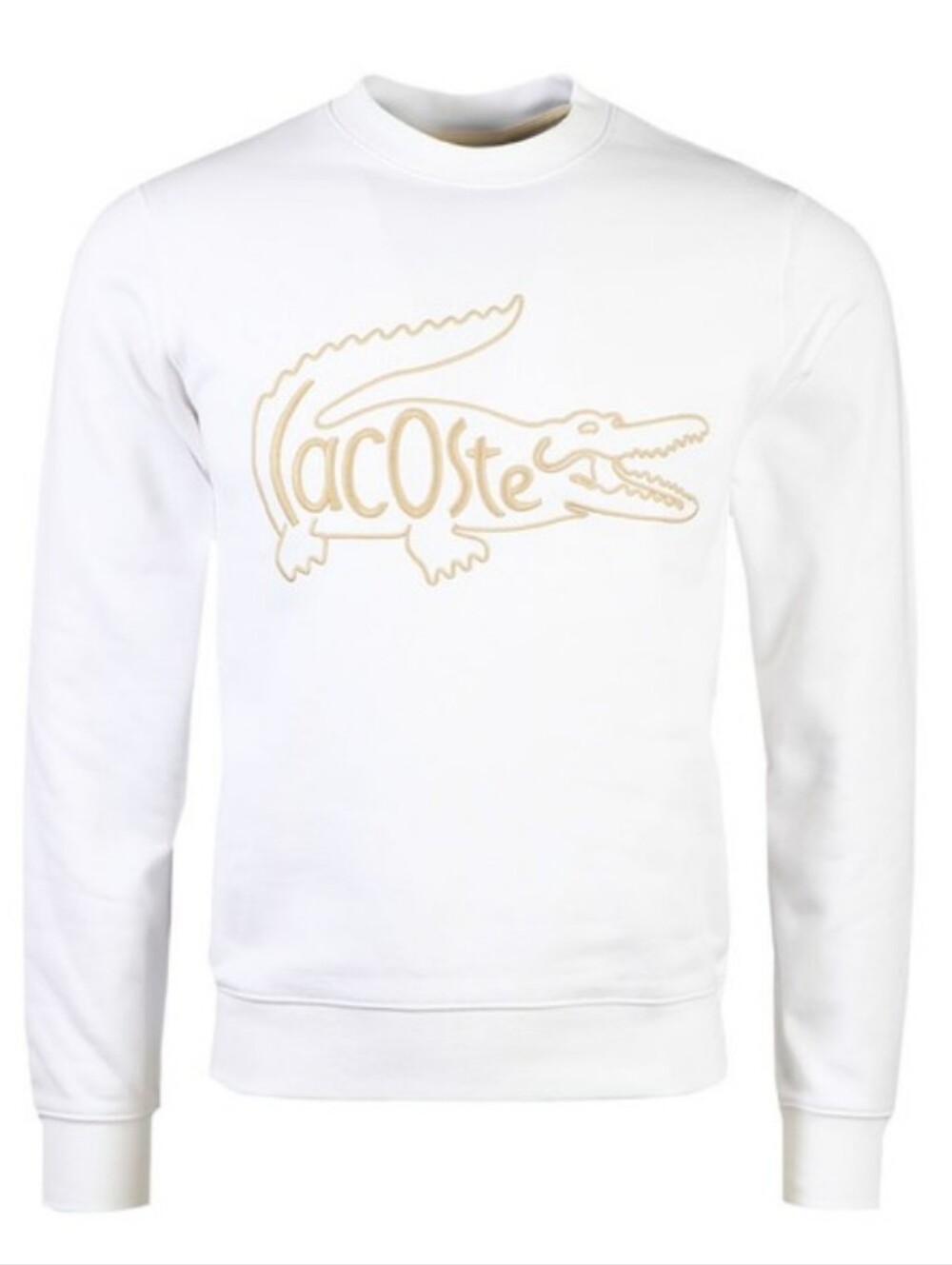 Lacoste Mens White Embroidered Croc Cotton Sweatshirt Sz M